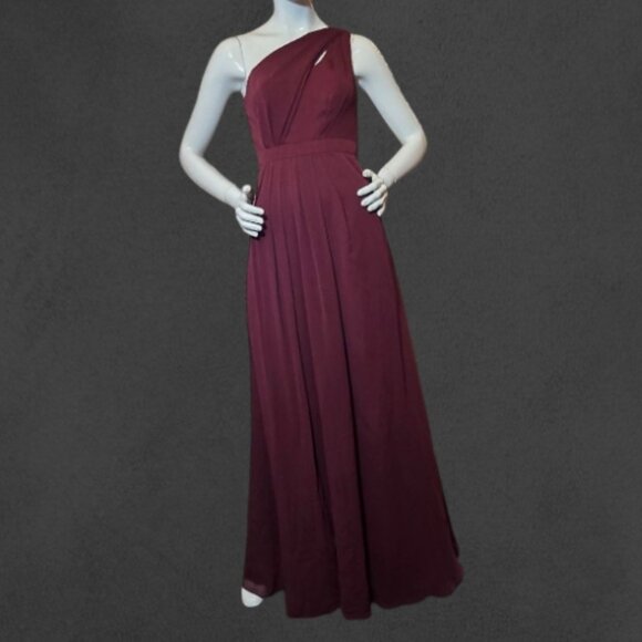 DAVID'S BRIDAL Burgundy Wine Formal Prom Bridesmaid Full  Length Gown sz 2 - Picture 7 of 8